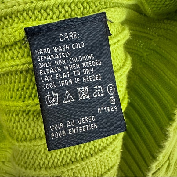 RALPH LAUREN Lime Green Cable Knit Cotton Sweater Women’s Preppy Pullover Size M - Picture 12 of 12